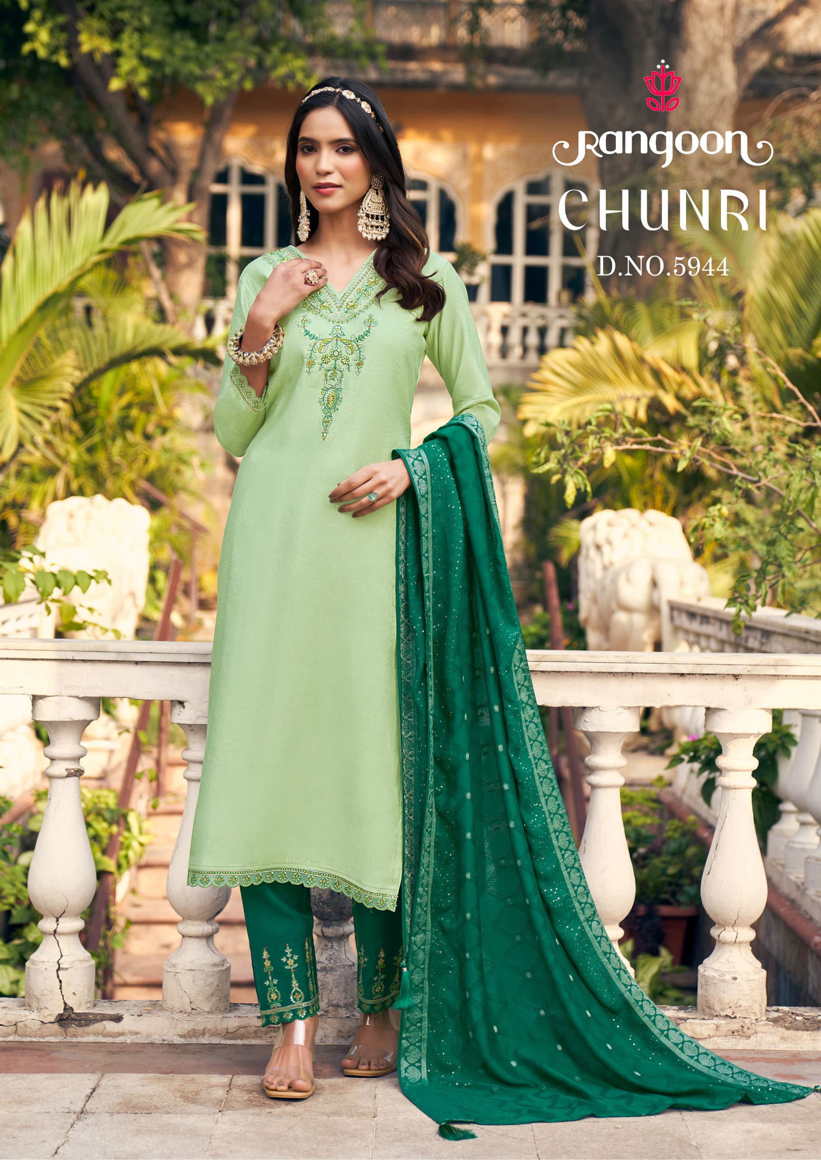  Chunri By Rangoon Viscose Embroidery Kurti Bottom With Dupatta Suppliers In India